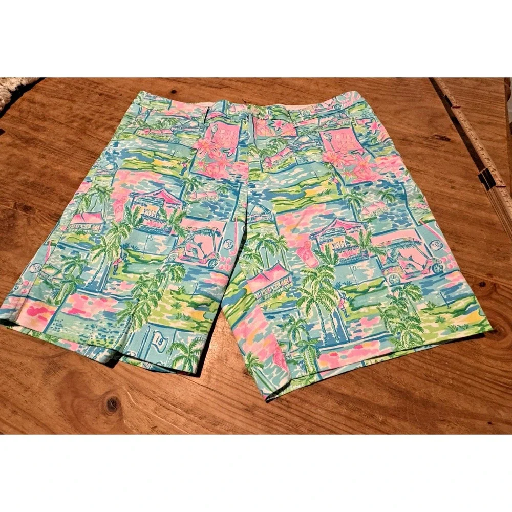 Lilly Pulitzer Mens Beaumont Shorts 38 Honda Classic Golf Print Cotton Stretch